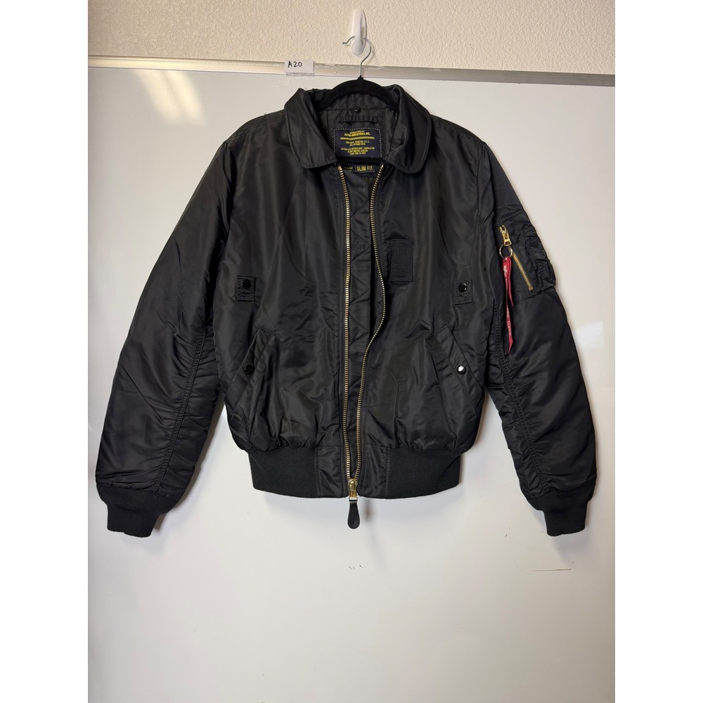 Alpha Industries B-15 Slim Fit Flight Bomber Jacket Black Mens M